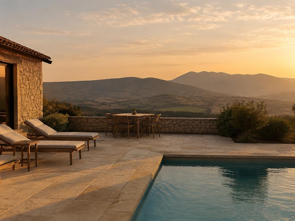 Terrasse en pierre calcaire — Espelette